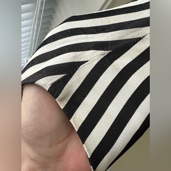 VERONICA BEARD Striped Dress | Size 2 | Zip Back Midi Length | Black White - Picture 11 of 11